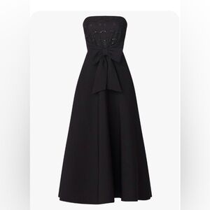 Shoshanna Jasmina Strapless beaded top bow Gown Maxi Dress Womens Size 6 Black